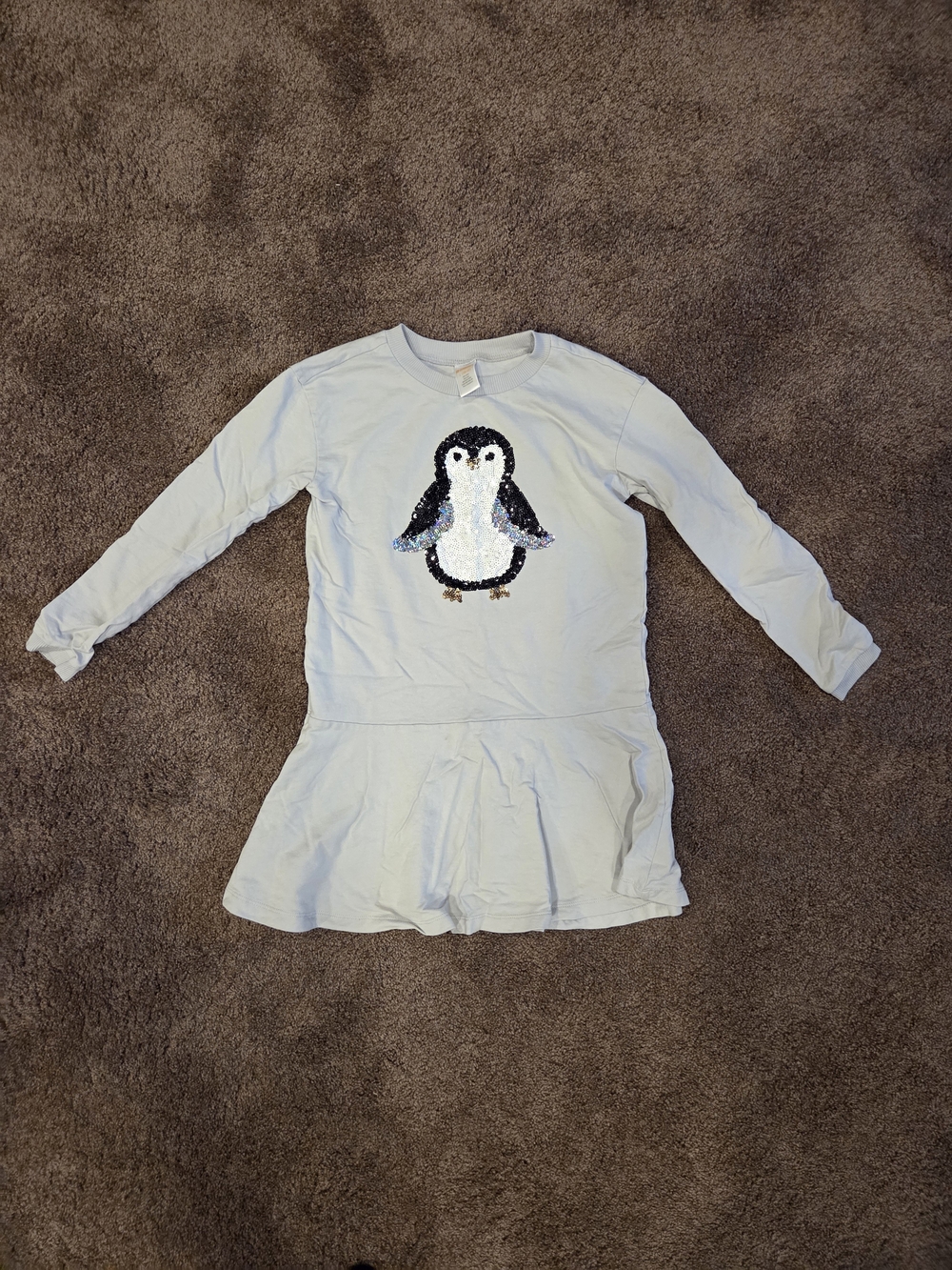 Gymboree Light Blue Long-Sleeve Penguin Sequin Dress